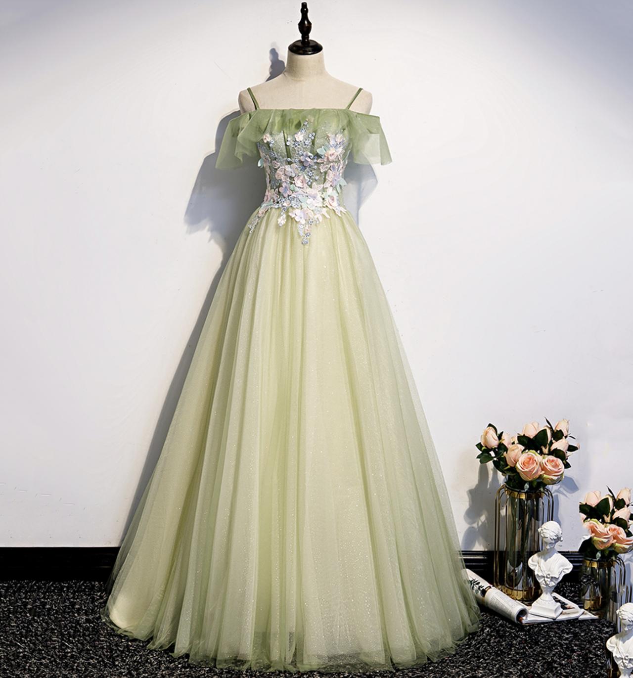 Elegant A Line Cute Tulle Lace Formal Prom Dress, Beautiful Long Prom Dress, Banquet Party Dress