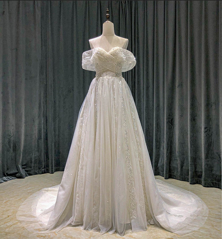 Romantic Wedding Dress Modest Bride Dresses Boho Dress Sequin Elegant Dresses For Women High Quality