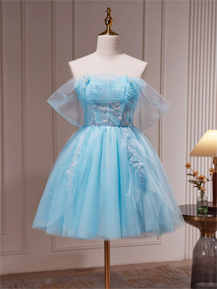 Short Homecoming Dress, Blue A-line Short Prom Dress, Cute Blue Homecoming Dresses