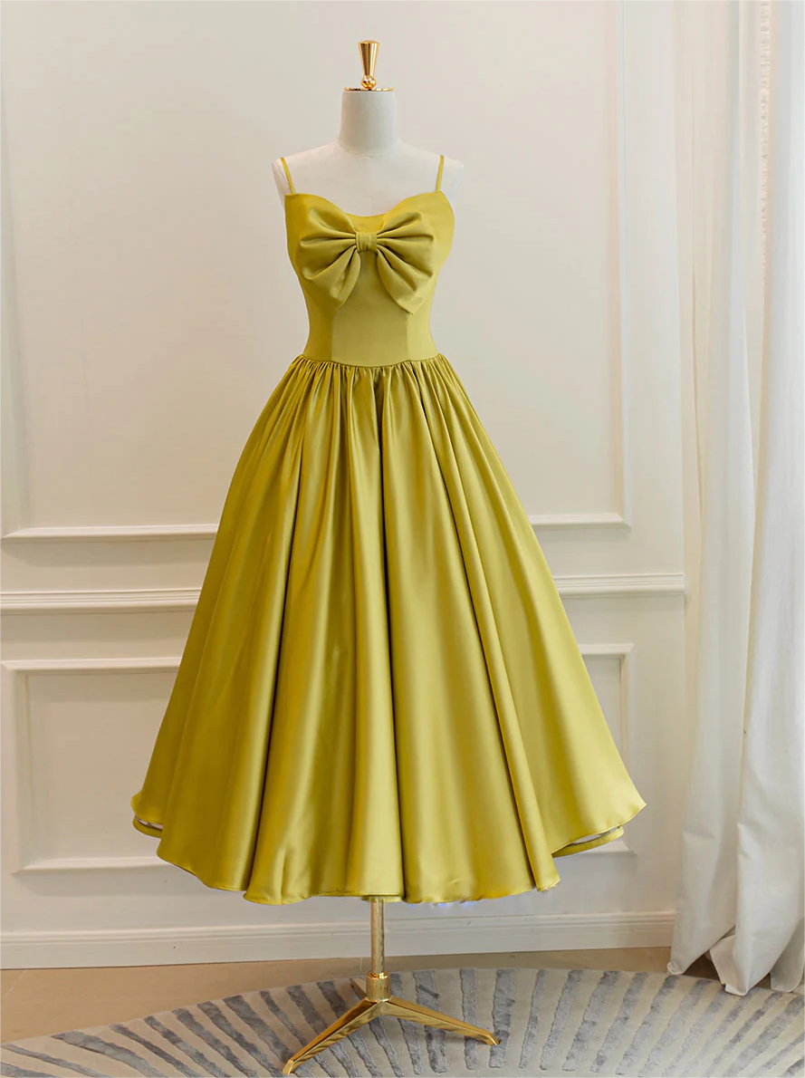 simple yellow homecoming dress Simple A Line Cross Back Yellow Homecoming Dress with Pockets PD280 US0 / Yellow main image 0