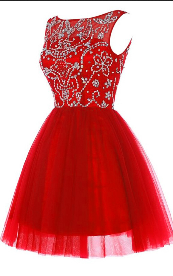 Homecoming Dresses,sexy Short Red Tulle Prom Dress , Graduation Dresses ,party Dresses,short Evening Dresses, Short Prom Dress