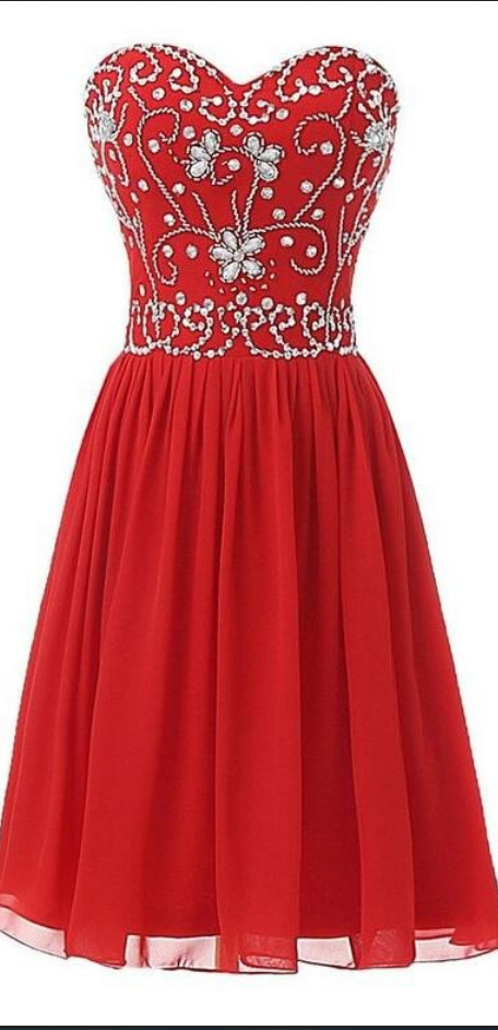 Homecoming Dresses,Sexy Short Red Sweetheart Chiffon Prom Dress ...