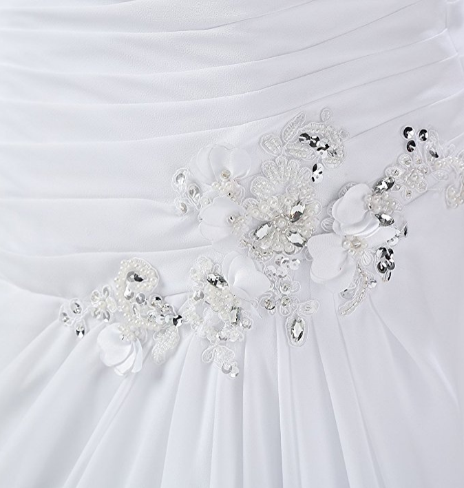 Elegant Strapless Lace Appliques Chiffon Prom Evening Dress Long Wedding Dress cc2244 main image 1