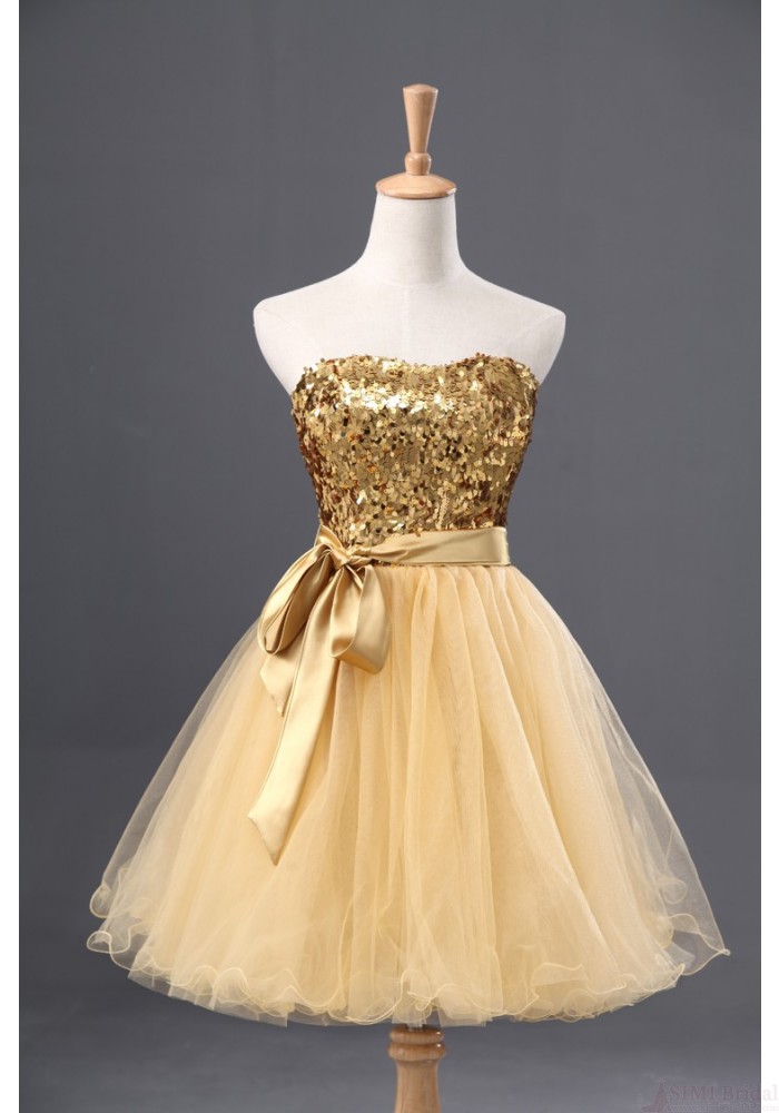 Tulle Homecoming Dress, Gold Homecoming Dress,graduation Dress , Homecoming Dresses ,prom Dress For Teens