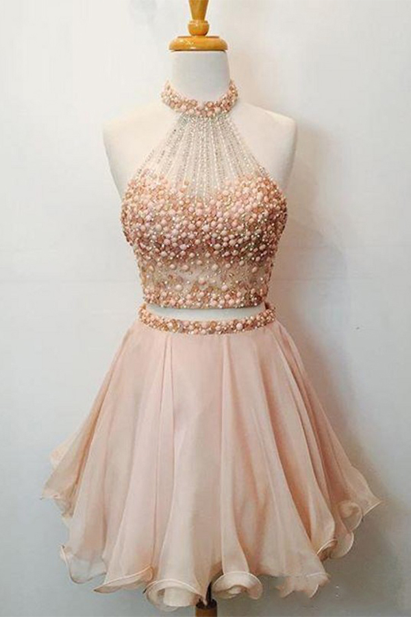 Two Pieces Homecoming Dress,open Back Homecoming Dress, High Neck Homecoming  Dress,graduation Dress on Luulla
