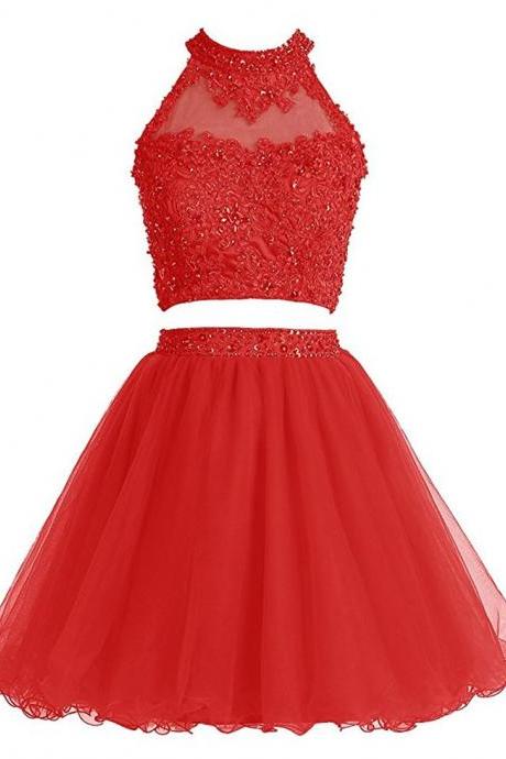 Short Dress Homecoming Grade Graduation Dresses Sexy Red Two Pieces Prom Dresses