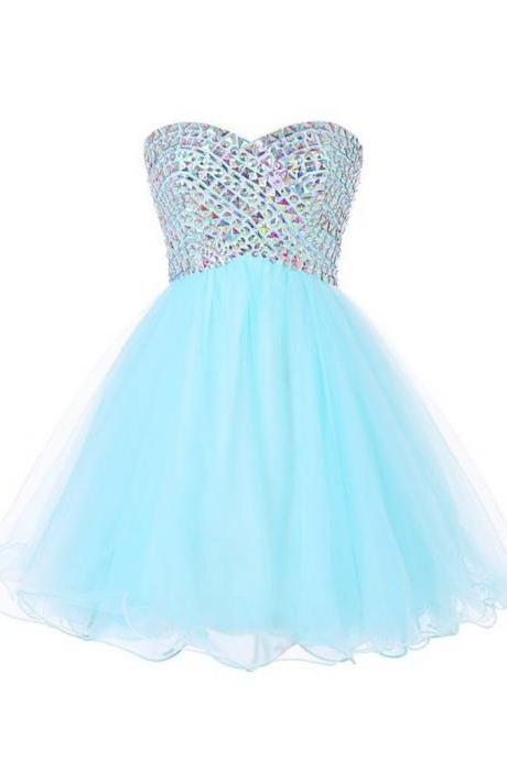 Sparkly Crystals Short Homecoming Dresses Grade Formal Dress Short Dress Homecoming