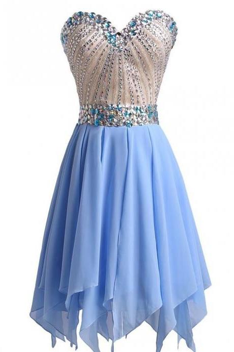Graduation Dresses Sparkly Crystals Beaded Sweetheart Short Homecoming Dress For Teens