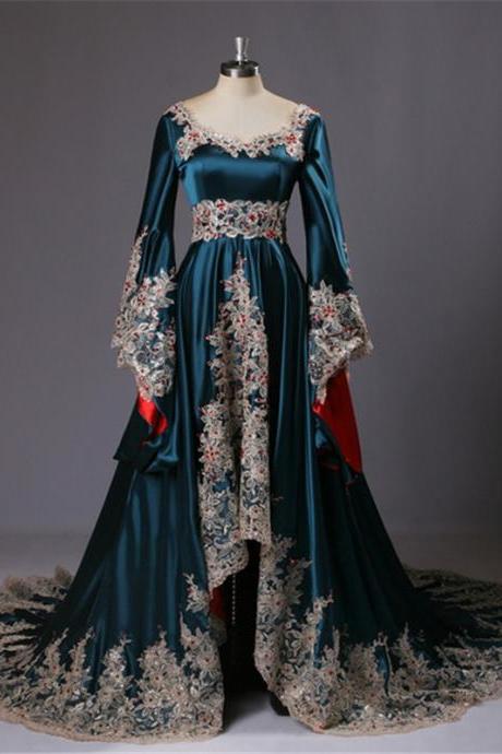 Kaftan Long Sleeve Arabic Prom Dresses Vestido De Festa Curto Evening Dress