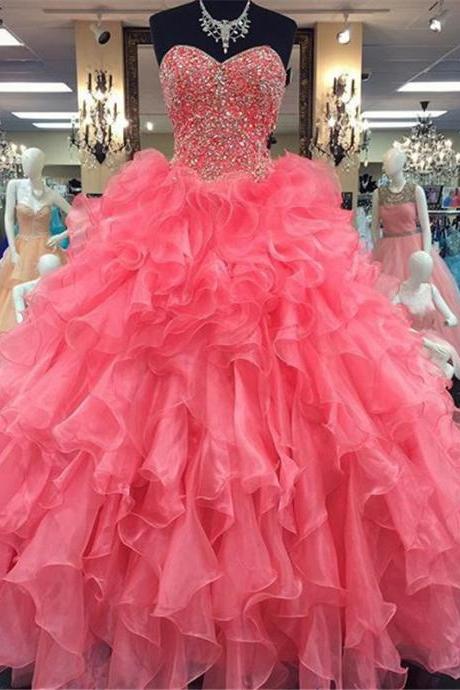 Prom Dresses Vestidos Para Formatura Beaded Princess Ball Gown Evening Dresses Custom Made