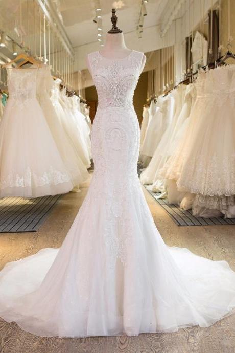 New Arrival Crystal Mermaid Wedding Dresses Lace