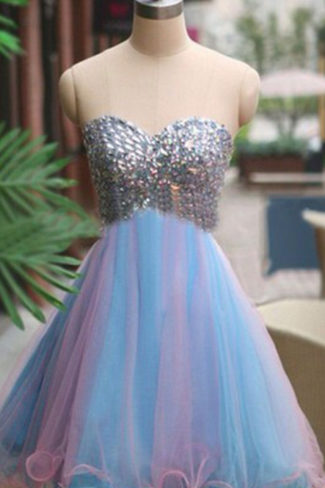 Tulle Beaded Sequined Short Prom Dresses Ruffles Ball Gown Short Graduation Dresses Sexy Backless Cocktail Dresses