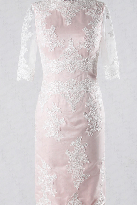White Lace Dress Blush Prom Dress Short Tight Homecoming Dresses