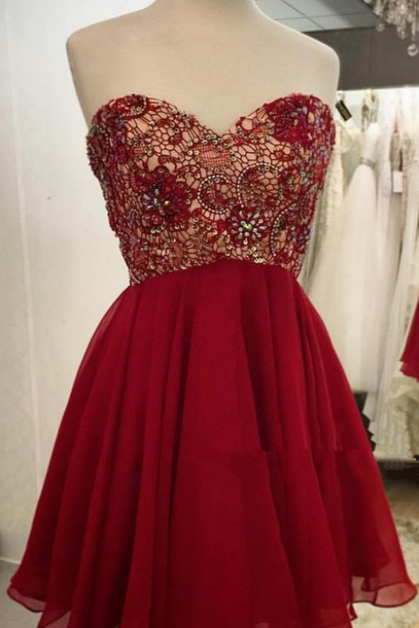 Red Homecoming Dress,homecoming Dresses,strapless Homecoming Dress