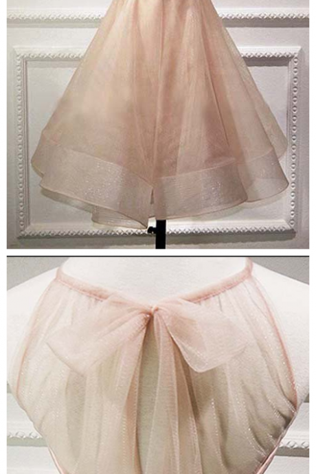 Elegant A-line Jewel Sleeveless Open Back Short Homecoming Dress