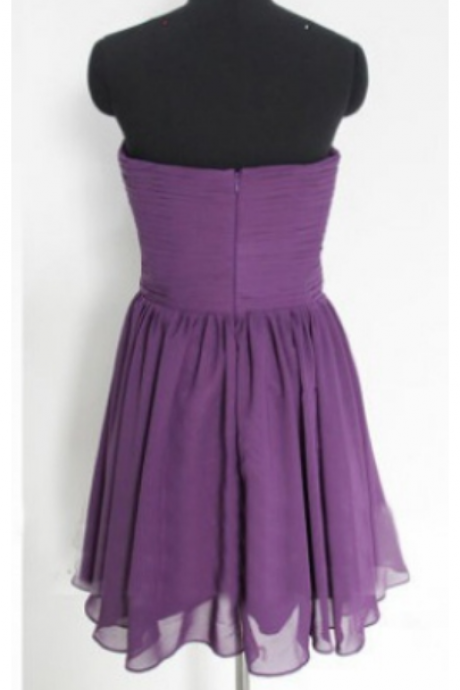 Short Chiffon Homecoming Dress , Sleeveless Strapless Short/mini Chiffon Zipper Dresses