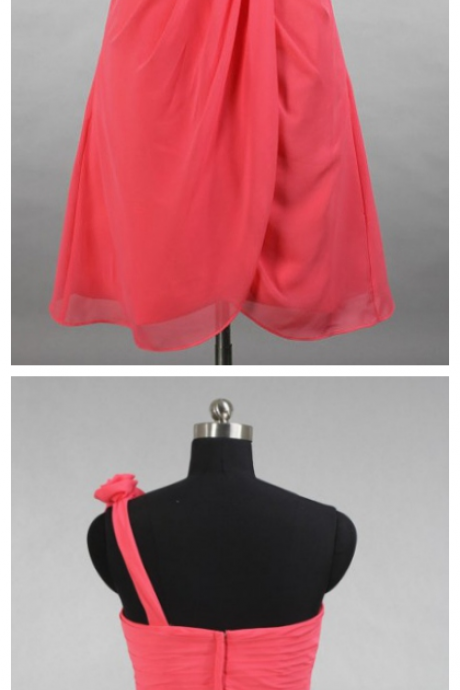 Short Chiffon Homecoming Dress Custom Made, Sleeveless One-shoulder Short/Mini Chiffon Zipper Dresses