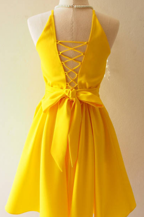 Cute Homecoming Dress,round Neck Homecoming Dress,short Prom Dresses,yellow Homecoming Dresses