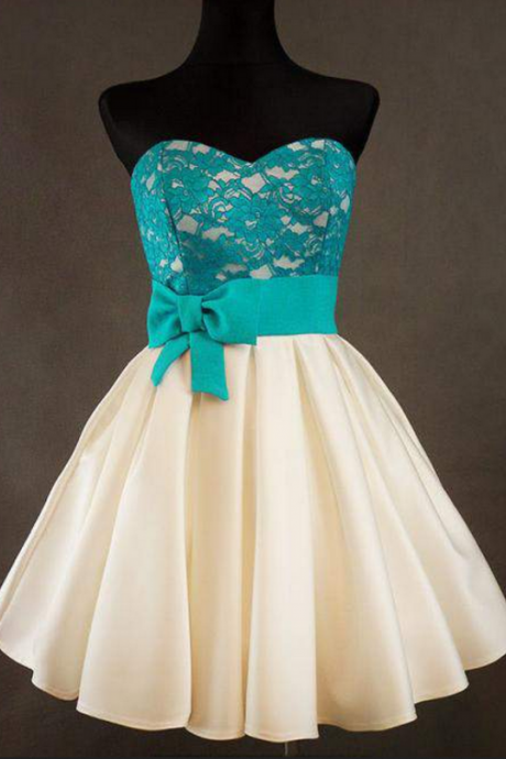Lace Homecoming Dress With Bowknot, Short Cute Homecoming Dresses,dress For Homecoming