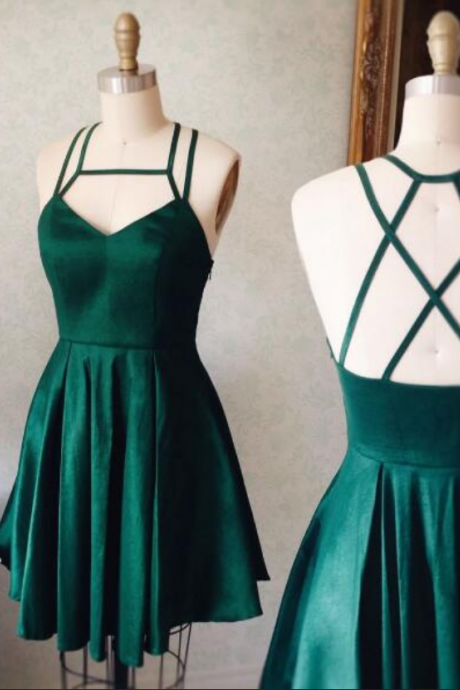 Homecoming Dresses,a-line Homecoming Dresses,green Homecoming Dresses,backless Homecoming Dresses,short Prom Dresses,party Gowns