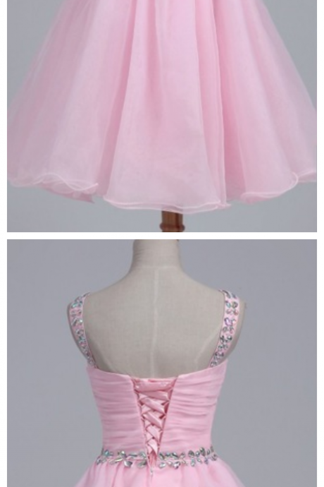 Ball Gown Homecoming Dresses,organza Homecoming Dresses,pink Homecoming Dresses,beaded Bridesmaid Dresses,backless Homecoming Dresses