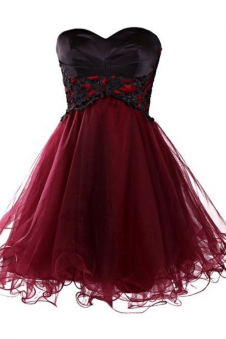 Burgundy Tulle Short Homecoming Dress,homecoming Dresses,prom Dress