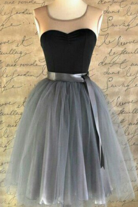 Sleeveless Homecoming Dress,grey Tulle Homecoming Dresses