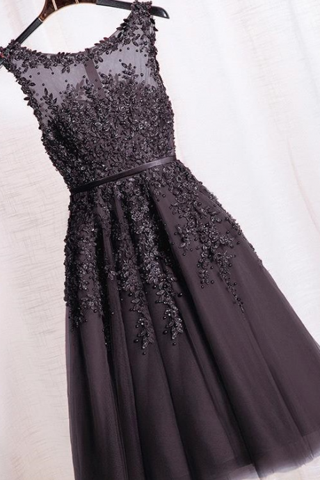 Knee Length Homecoming Dress,applique Black Homecoming Dresses