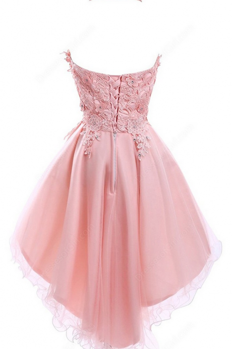 A-line Homecoming Dresses,pink Homecoming Dresses,applique Homecoming Dresses,halter Homecoming Dresses,short Prom Dresses,party Dresses