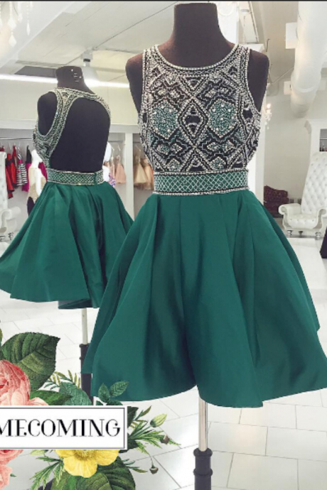 Sexy Homecoming Dresses,a-line Homecoming Dresses,beaded Homecoming Dresses,backless Homecoming Dresses,short Green Prom Dresses,party Dresses