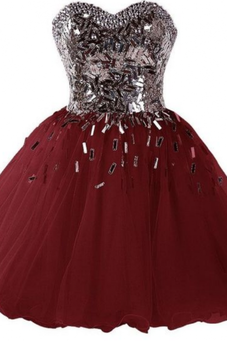 Polyvore featuring dresses, sparkly dresses, short prom dresses, short dresses, red gown, red evening gowns, sweetheart homecoming dresses