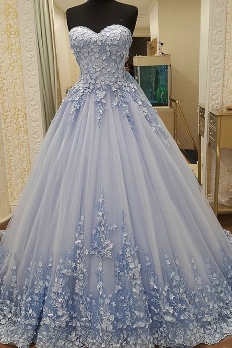 Appliques Ball Gowns Prom Dresses,lace Up Prom Dresses,blue Prom Dresses,quinceanera Dresses,sweet 16 Dresses,engagement Prom Dresses