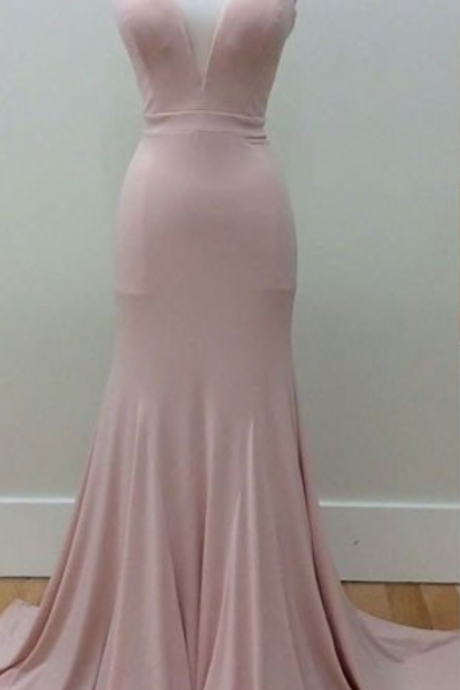 Sweetheart Neck Long Pink Formal Dress Mermaid Simple Sleeveless Prom Dresses