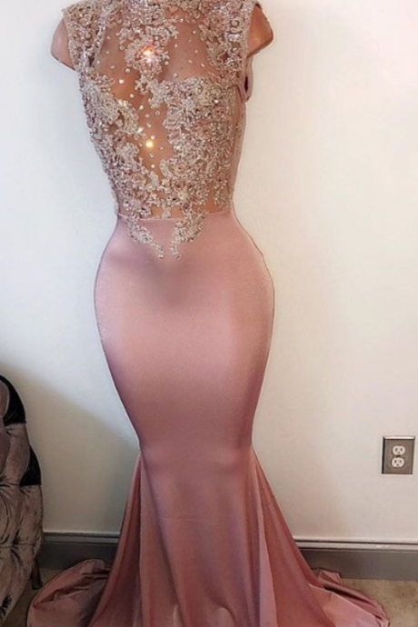 Gorgeous Mermaid Sleeveless Straps Front-split Crystals Long Prom Dress
