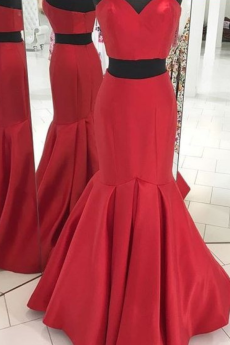 Two Pieces Prom Dress, Red Prom Dress, Formal Evening Dress, Long Prom Dress, Senior Prom Dress, Prom Gown 2017, Wedding Reception Dress