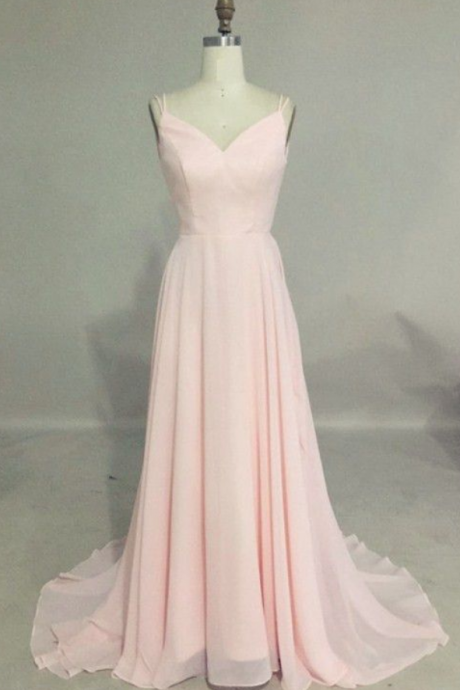Blush Pink Prom Dresses,a-line Prom Dress,simple Prom Dress,chiffon Prom Dress,simple Evening Gowns, Party Dress,elegant Prom Dresses,formal