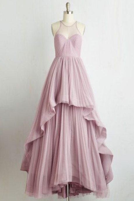 Beautiful Long Prom Dress, A-line Prom Dress,pleat Evening Dress