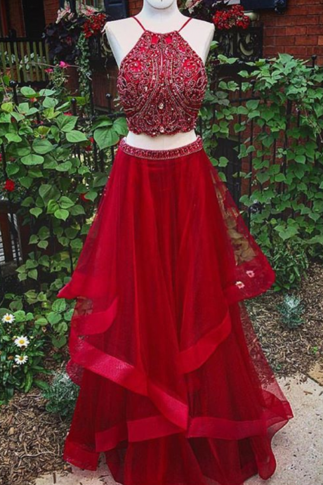 Red Prom Dresses,2 Piece Prom Gown,two Piece Prom Dresses,satin Prom Dresses, Style Prom Gown,prom Dress,backless Prom Gowns