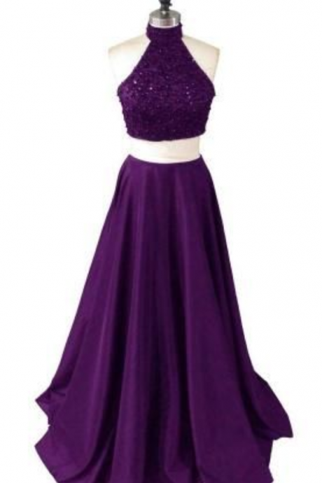2 Piece Prom Gown,two Piece Prom Dresses,grape Evening Gowns,2 Pieces Party Dresses,evening Gowns,sparkle Formal Dress For Teens