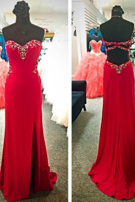 Sexy Prom Dresses,red Prom Dress,chiffon Evening Gown,long Formal Dress,prom Gowns,open Backs Night Club Dresses,prom Dress