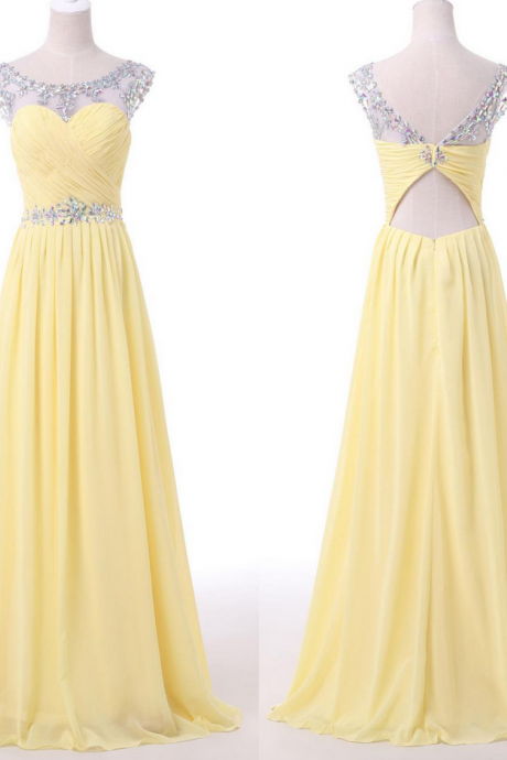 Prom Dresses,backless Prom Gown,open Back Evening Dress,backless Prom Dress,sequined Evening Gowns,yellow Formal Dress