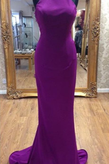 Backless Prom Dresses,open Back Prom Gowns,grape Prom Dresses, Party Dresses 2016,long Prom Gown,open Backs Prom Dress,sparkle Evening