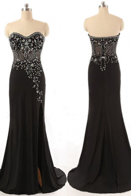 Black Prom Dresses,elegant Evening Dresses,long Formal Gowns,beaded Party Dresses,chiffon Pageant Formal Dress