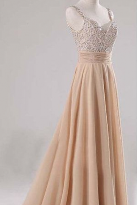 Backless Prom Dresses,champagne Prom Dress,straps Prom Gown,open Back Prom Dresses,open Backs Evening Gowns,straps Formal Gown For Teens Girls