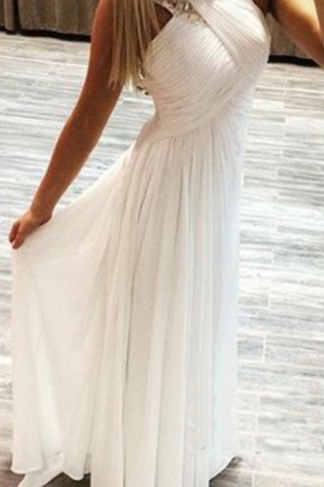 Backless Prom Dresses,white Prom Dress,backless Prom Gown,open Back Prom Dresses,open Backs Evening Gowns,2016 Evening Gown,chiffon Party