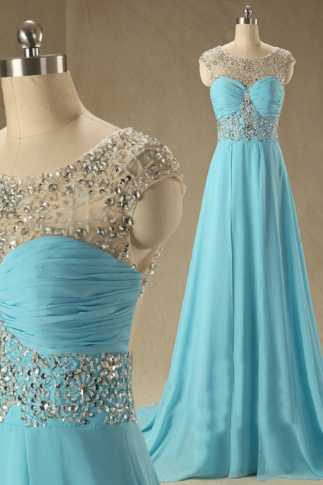 Blue Prom Dresses,backless Evening Gowns,sexy Formal Dresses,beaded Prom Dresses,beadings Evening Gown,open Backs Evening Dress,chiffon Prom