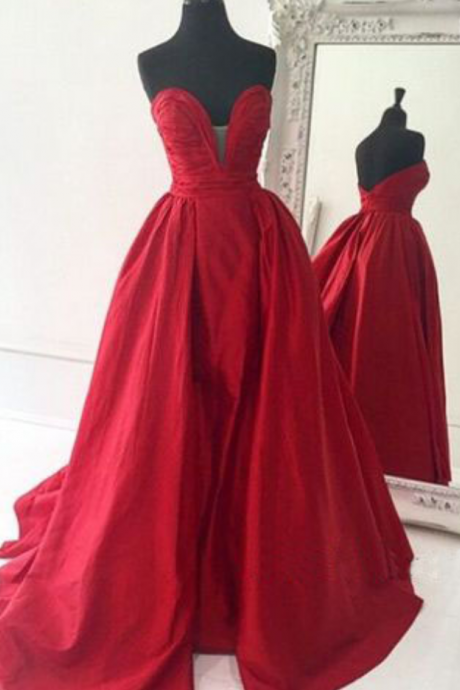 Red Prom Dresses,simple Prom Dress,sexy Prom Dress, Prom Dresses,2016 Formal Gown,satin Evening Gowns,ball Gown Party Dress,prom Gown For Teens