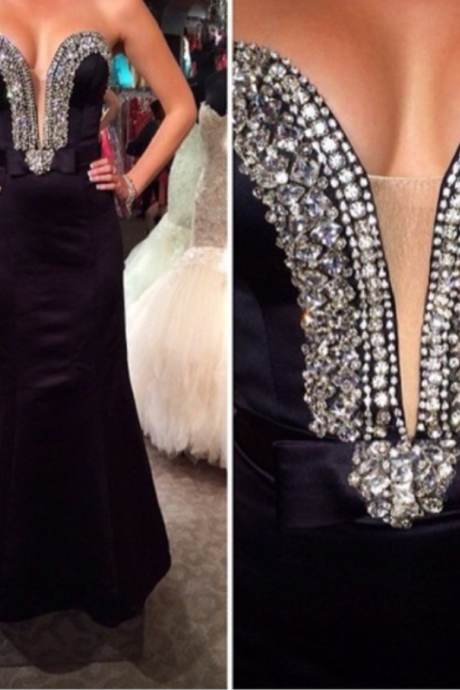 Mermaid Prom Dresses,sweetheart Prom Dress,beaded Prom Gown,black Prom Gowns,elegant Evening Dress,sparkle Evening Gowns,2016 Evening