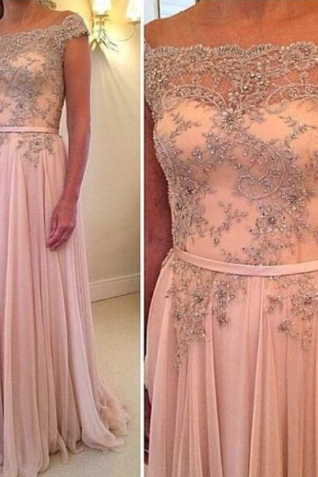 Pink Prom Dresses,beaded Prom Dress,a Line Prom Gown,off The Shoulder Prom Gowns,elegant Evening Dress,lace Evening Gowns,modest Evening