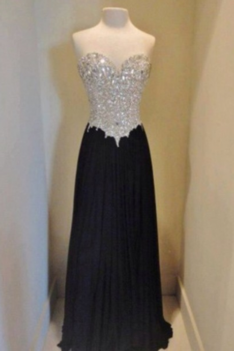 Simple Prom Dresses,strapless Prom Dress,beaded Prom Gown,black Prom Gowns,elegant Evening Dress,sparkle Evening Gowns,2016 Evening